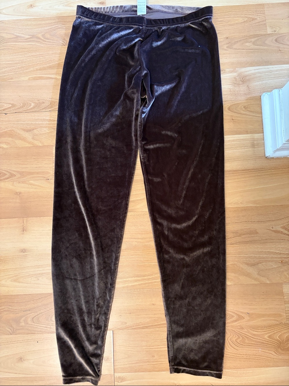 Brown velour skinny leggings pants  size L